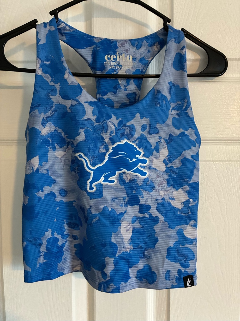 Womenâs Blue Camo Detroit Lions Racerback Tank